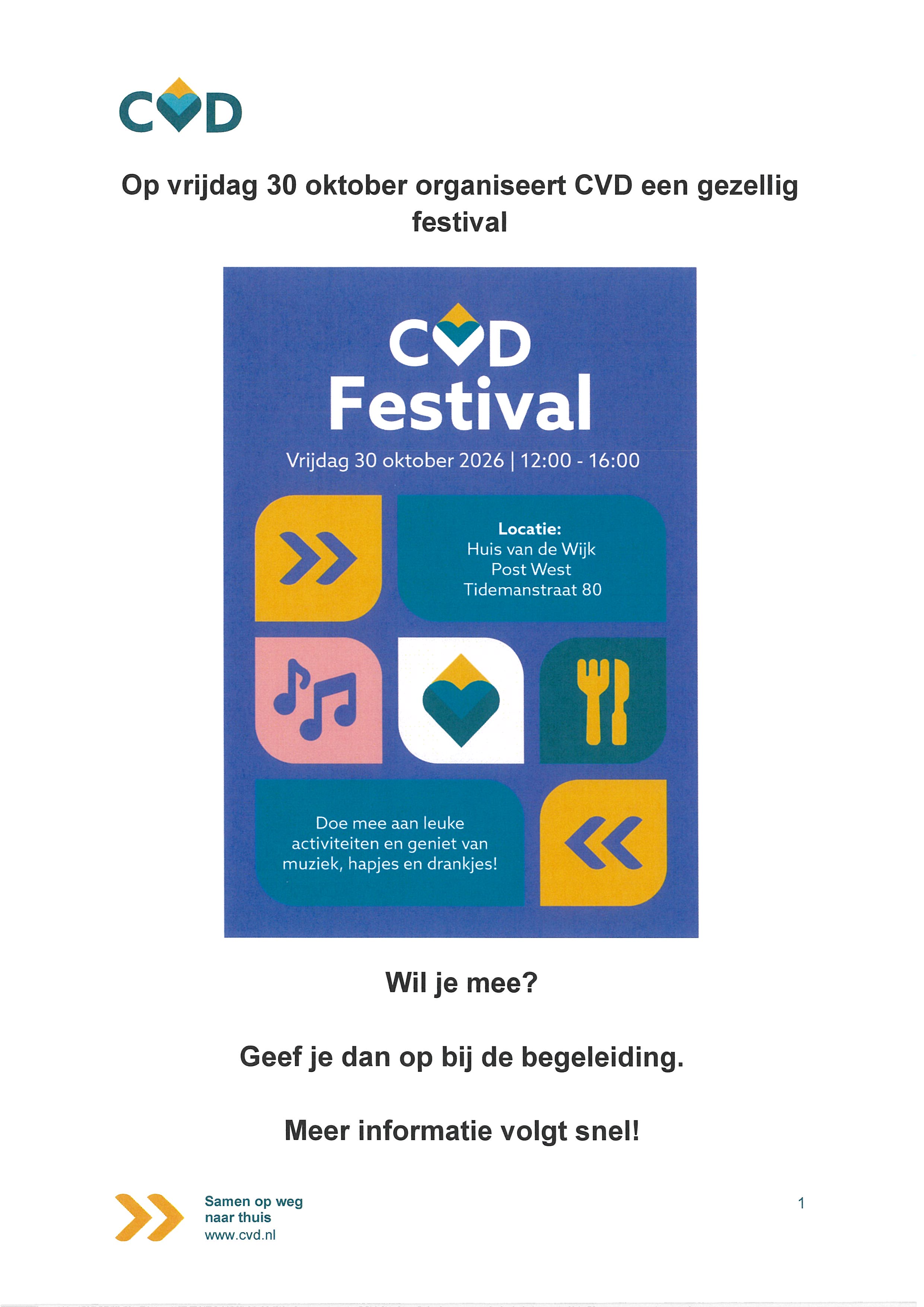 CVD Festival voor cliënten op vrijdag 30 oktober